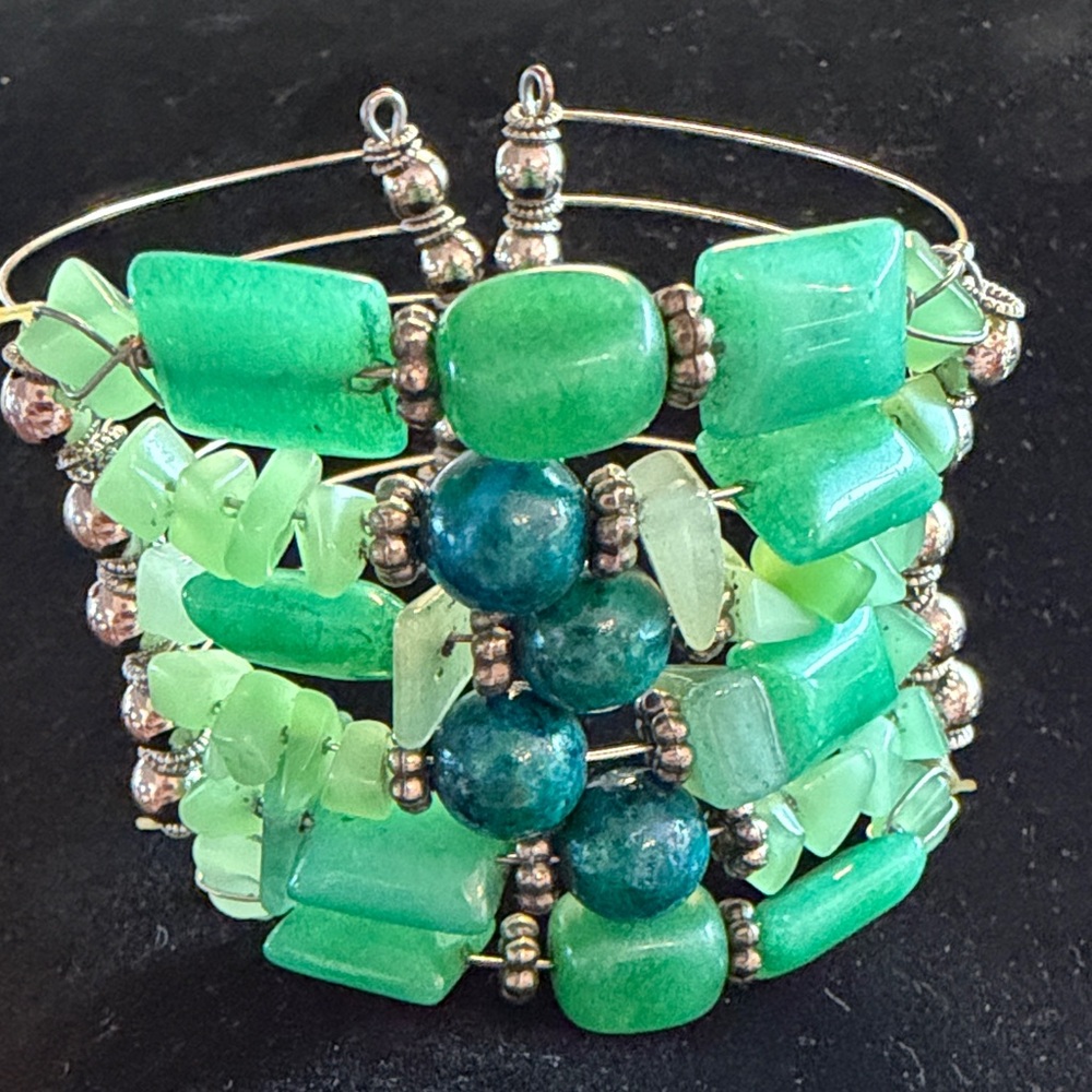 Vibrant Green Multi-Stone Cuff Bracelet